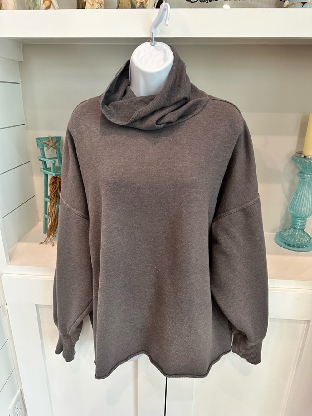 aerie Charcoal Funnel Cowl Sweatshirt
